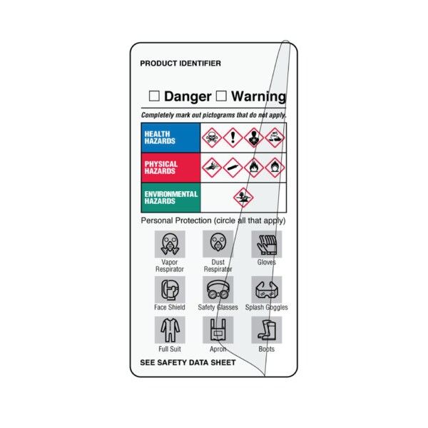 GHS Label - PPE Identifier Self-Laminating 4" x 2"